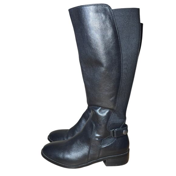 Salvia Shoes - Womens Salvia Black Leather Nan Tall Boot Wide Calf Side Zip Sz 9 MSRP $235